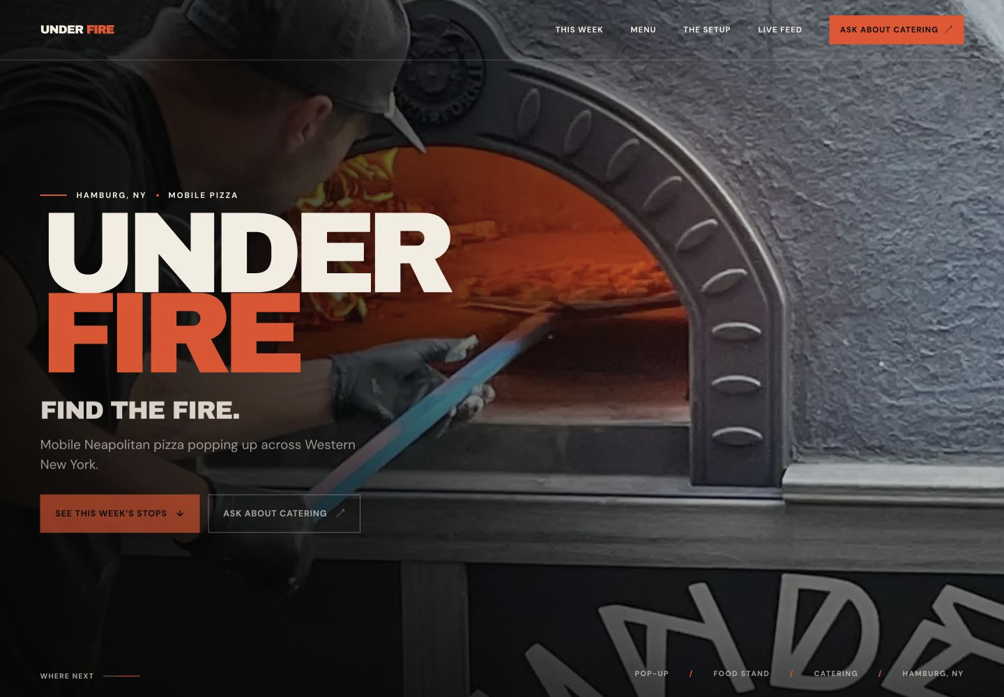Homepage preview for Under Fire Pizza